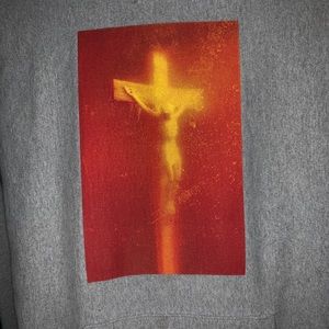 Supreme Piss Christ Hoodie Heather Grey